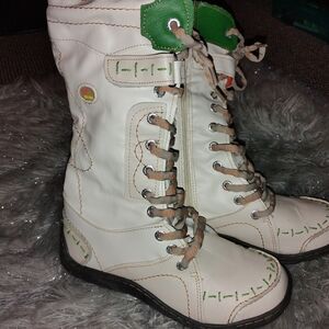 White Boots with Green Accents